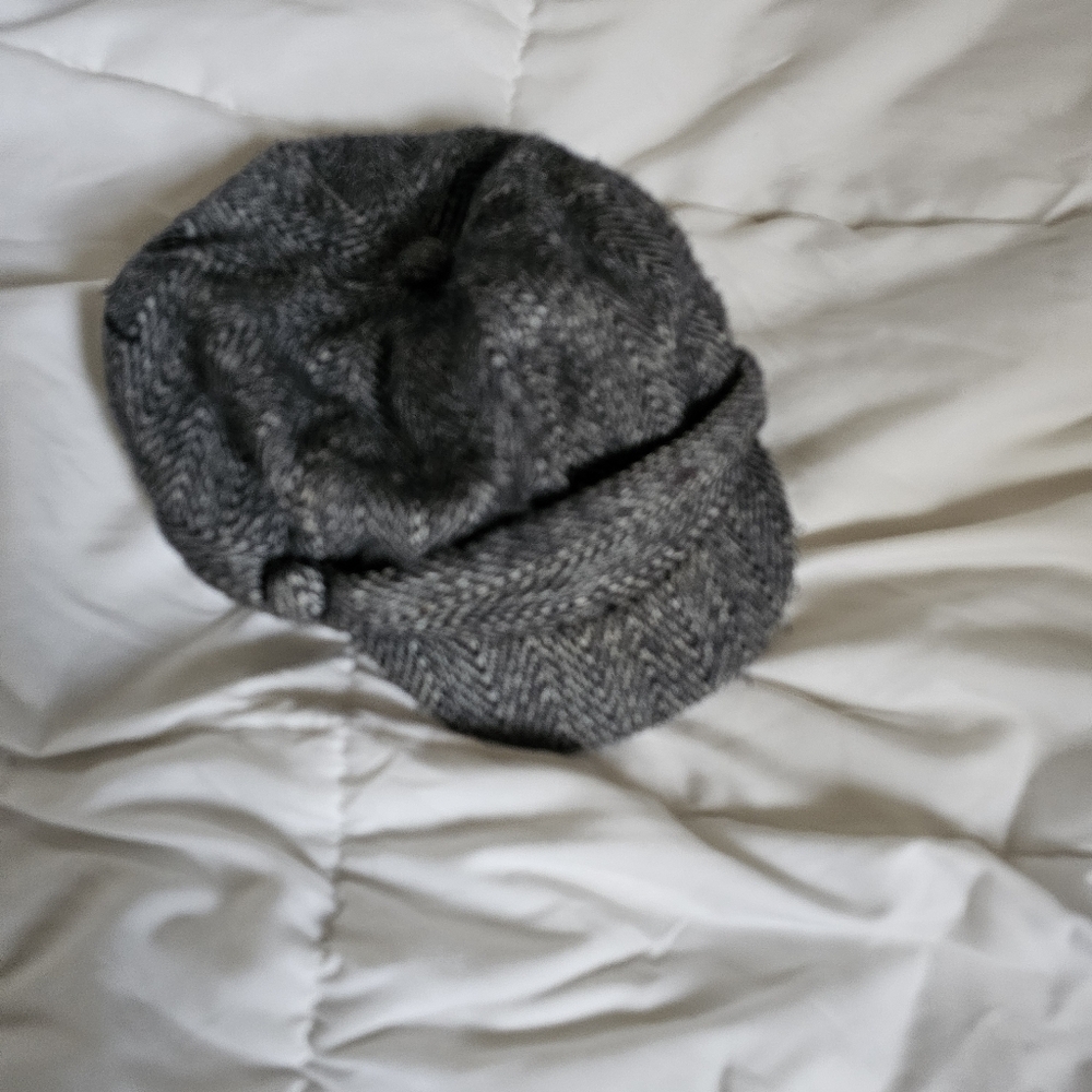 black and white wool paper boy hat